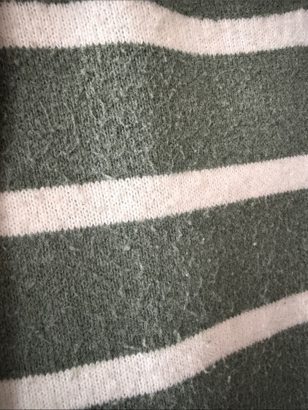 aerie Sage Green & White Striped Collared V-Neck Sweater - Picture 2 of 3